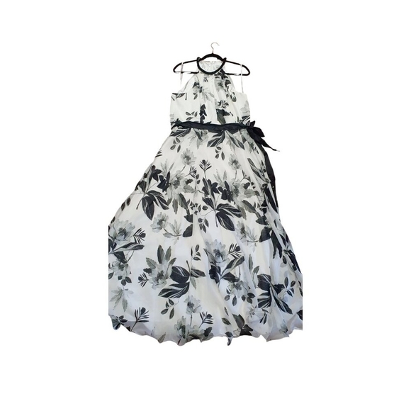 CALVIN KLEIN Womens White Sleeveless Full-Length Hi-Lo Formal Dress 14W - Picture 6 of 13